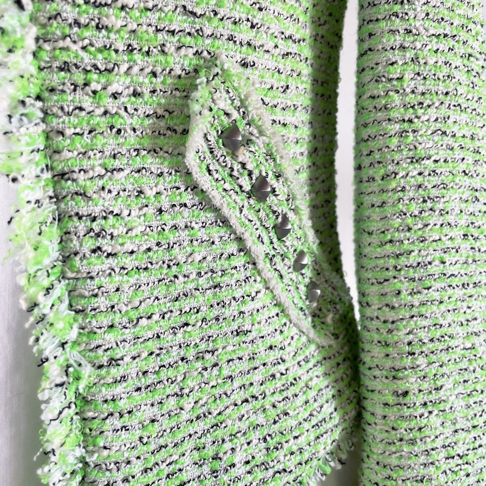 Zara short tweed jacket w/ silver studs size Small - Picture 3 of 4
